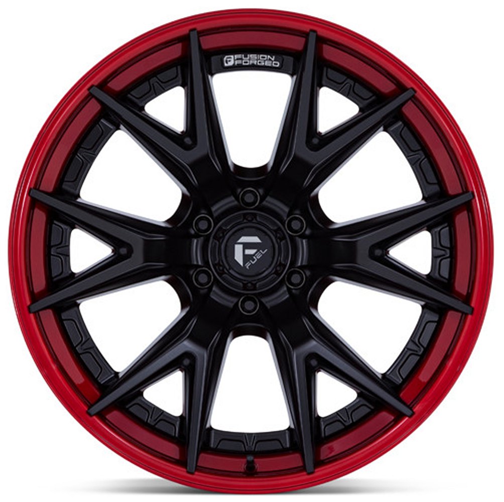 24x12 Fuel Off-Road Catalyst Matte Black w/ Candy Red Lip FC402 (* May Require Trimming) 6x5.5/139.7 -44mm - Flex Offroad