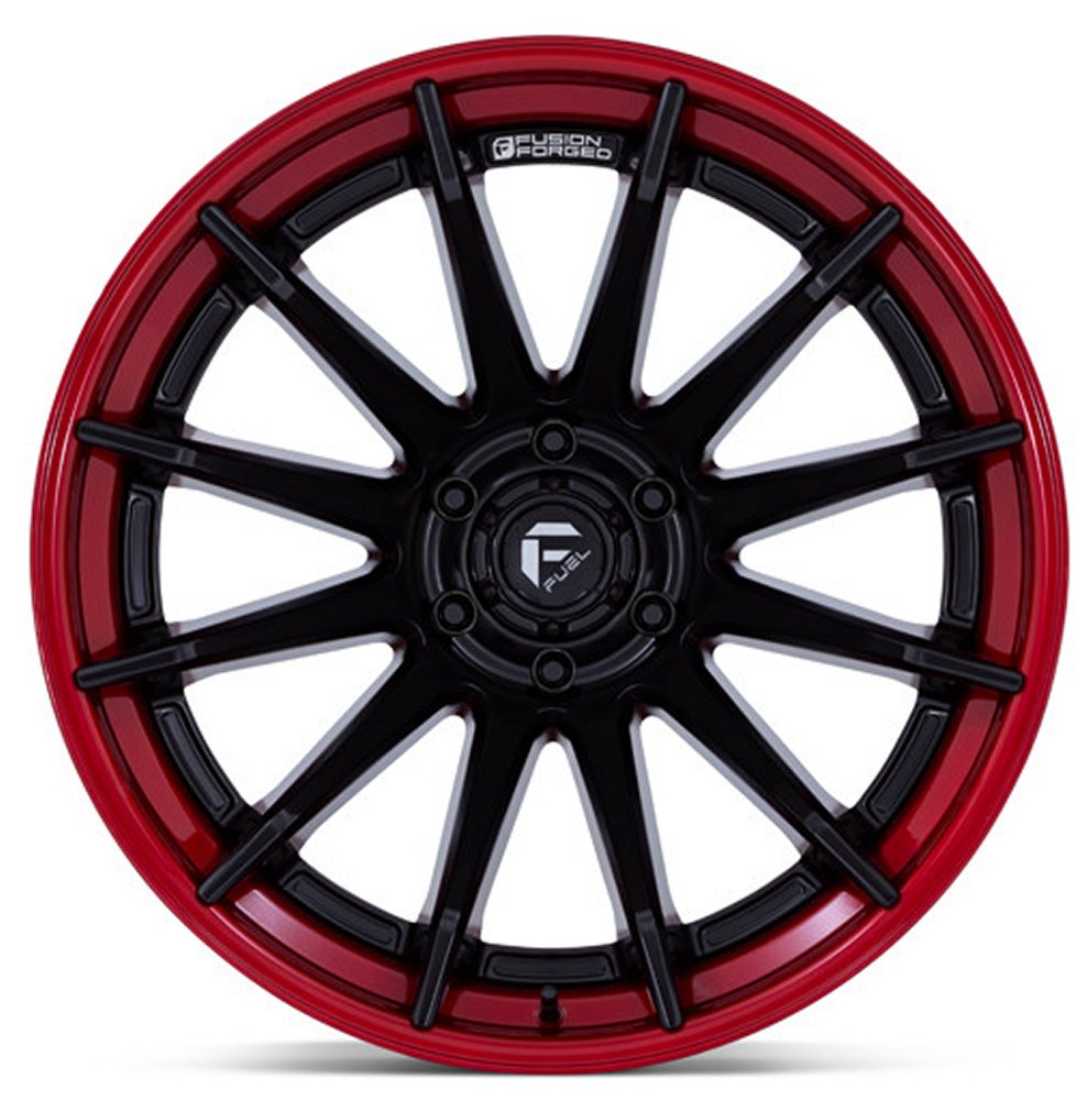 24x12 Fuel Off-Road Burn Matte Black w/ Candy Red Lip (* May Require Trimming) FC403 6x135 -44mm - Flex Offroad