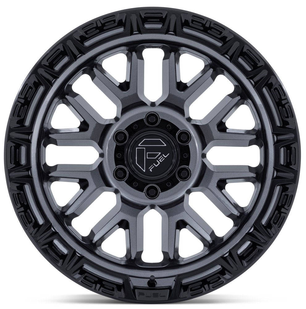20X10 Fuel Off-Road Rail Gloss Gunmetal w/ Gloss Black Lip FC890 6x135 -18mm