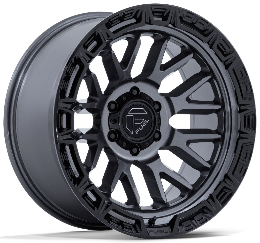 20X10 Fuel Off-Road Rail Gloss Gunmetal w/ Gloss Black Lip FC890 6x135 -18mm