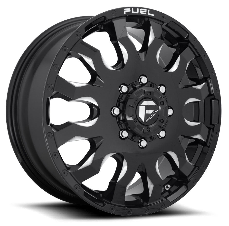 20x8.25 Fuel Off-Road Blitz Gloss Black Milled Dually Front D673 8X165.1 105mm 121.6 C.B. - Flex Offroad