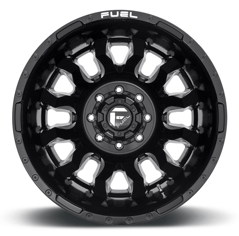 20x8.25 Fuel Off-Road Blitz Gloss Black Milled Dually Rear Outer D673 8X210 -221MM 154.3 C.B. - Flex Offroad
