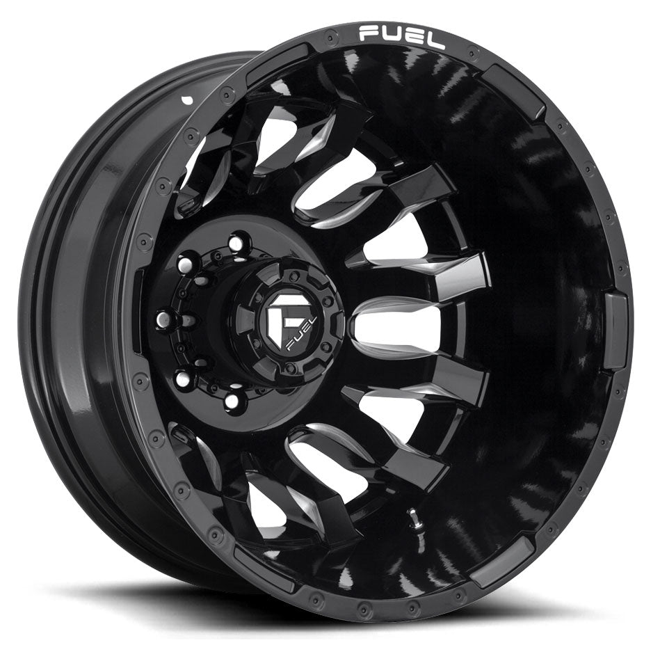 20x8.25 Fuel Off-Road Blitz Gloss Black Milled Dually Rear Outer D673 8X165.1 -240MM 121.5 C.B. - Flex Offroad