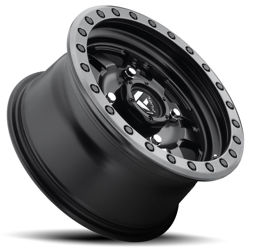 16x8 Fuel Off-Road Anza Matte Black w/ Anthracite Ring D557 6x5.5/139.7 1mm - Flex Offroad