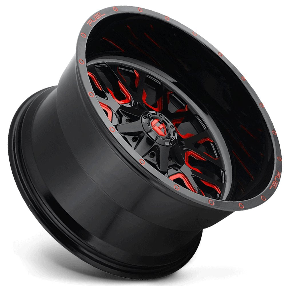 17x9 Fuel Off-Road Stroke Gloss Black w/ Candy Red D612 5x4.5/114.3 5x5/127 -12mm - Flex Offroad