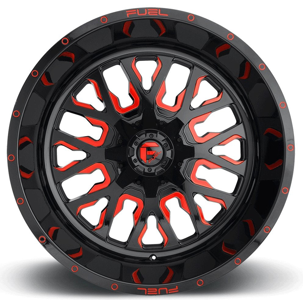 18x9 Fuel Off-Road Stroke Gloss Black w/ Candy Red D612 5x4.5/114.3 5x5/127 -12mm - Flex Offroad