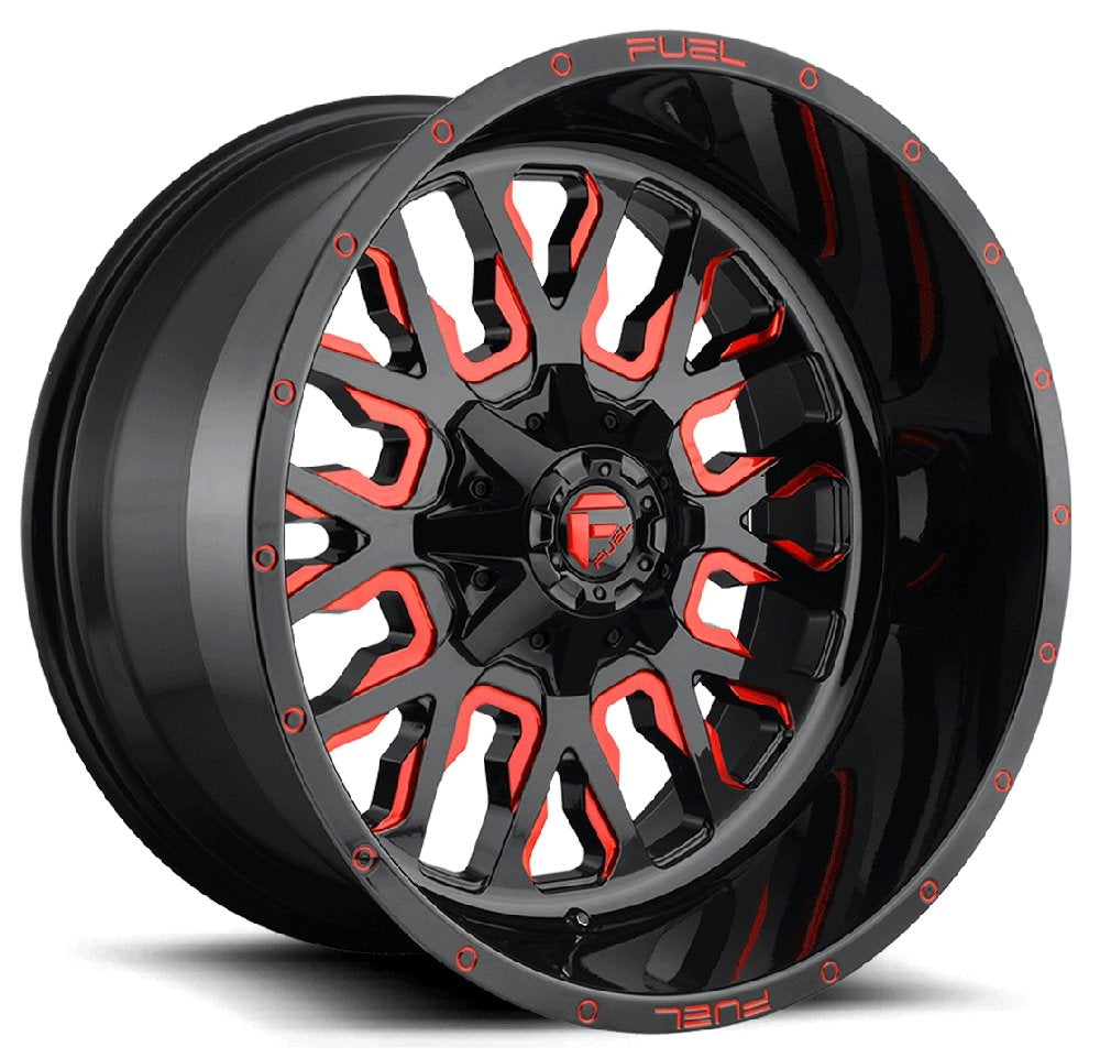 18x9 Fuel Off-Road Stroke Gloss Black w/ Candy Red D612 5x4.5/114.3 5x5/127 -12mm - Flex Offroad