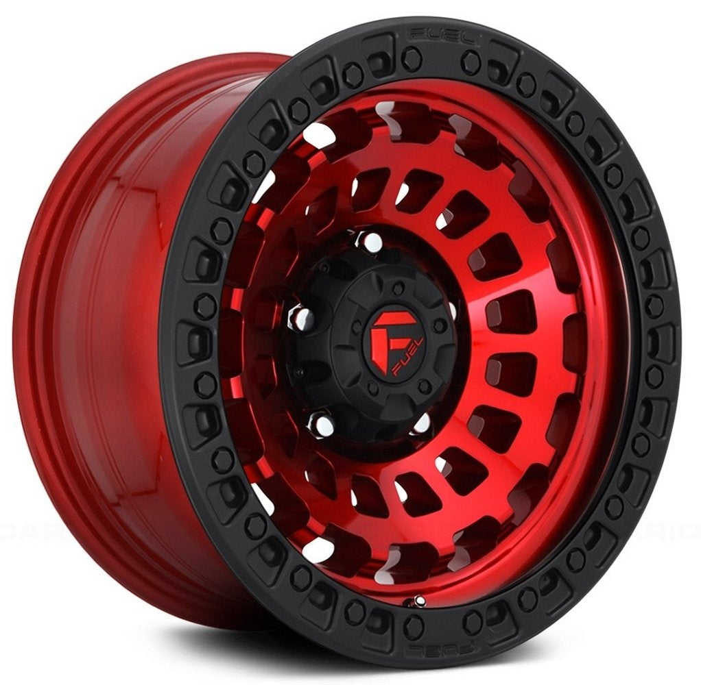 17x9 Fuel Off-Road Zephyr Candy Red w/ Matte Black Ring D632 5x5/127 1mm - Flex Offroad