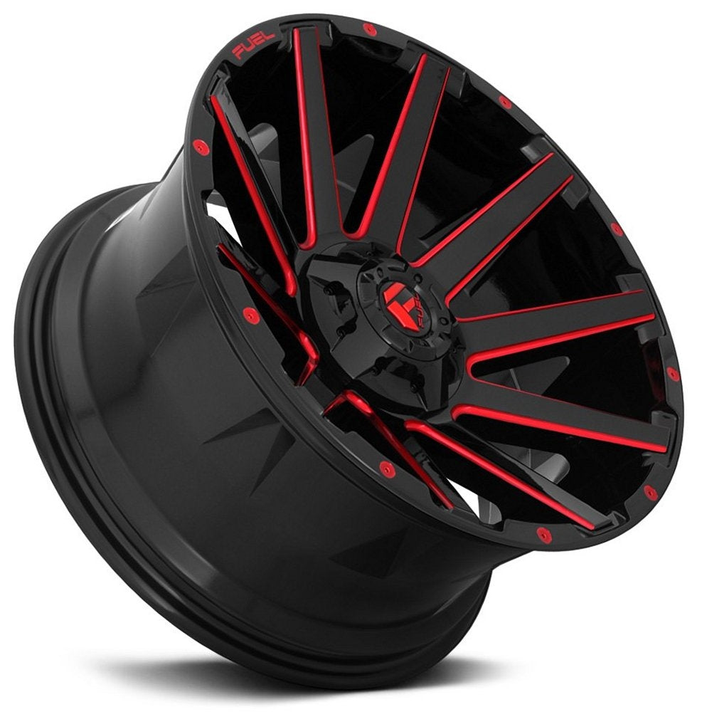 22x12 Fuel Off-Road Contra Gloss Black w/ Candy Red Accents D643 (* May Require Trimming) 6x5.5/139.7 6x135 -43mm - Flex Offroad