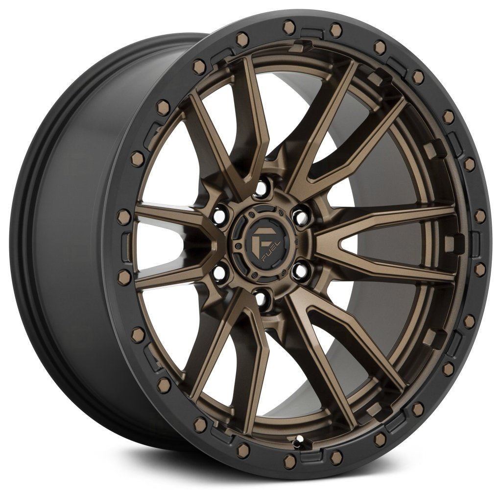 22x10 Fuel Off-Road Rebel 6 Bronze w/ Black Lip D681 (6 Lug) 6x135 -13mm - Flex Offroad