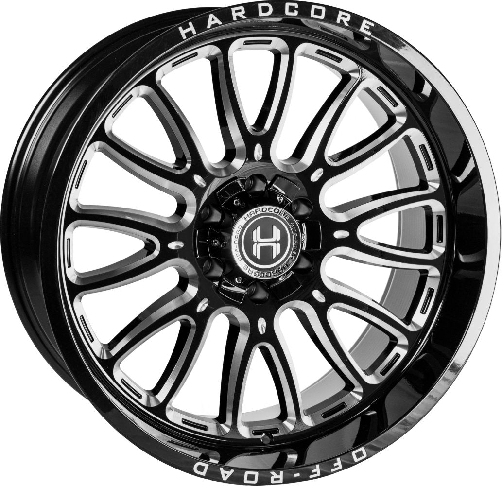 24x12 Hardcore Off-Road HC101 Gloss Black Milled (* May Require Trimming) 8x170 -44mm - Flex Offroad