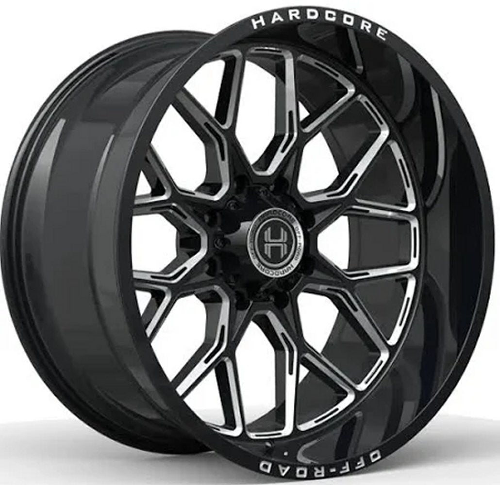 22x12 Hardcore Off-Road HC104 Gloss Black Milled (* May Require Trimming) 8x180 -44mm - Flex Offroad