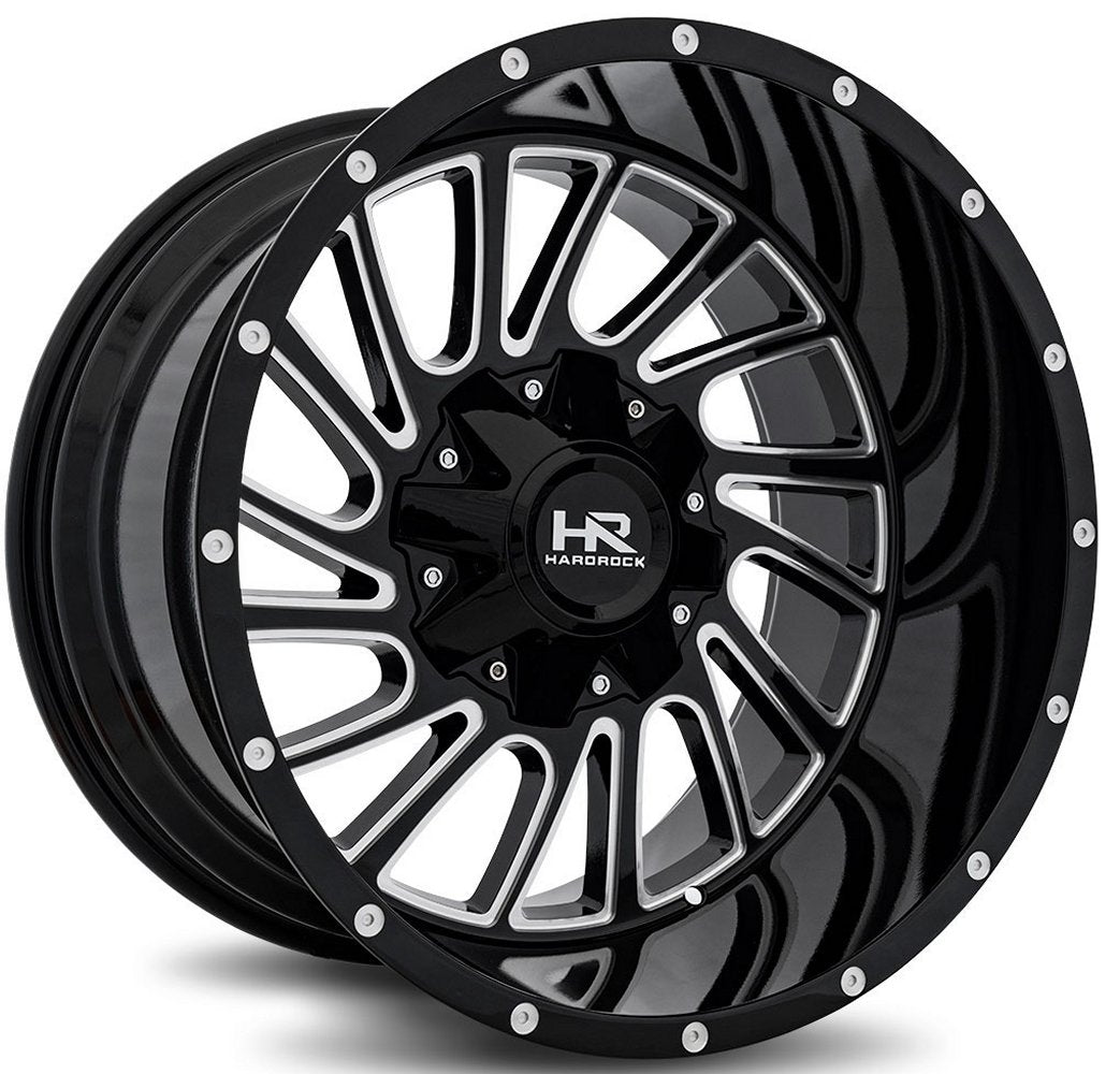 20x10 Hardrock Off-Road H708 Overdrive Gloss Black Milled 5x150 5x5.5/139.7 -19mm - Flex Offroad