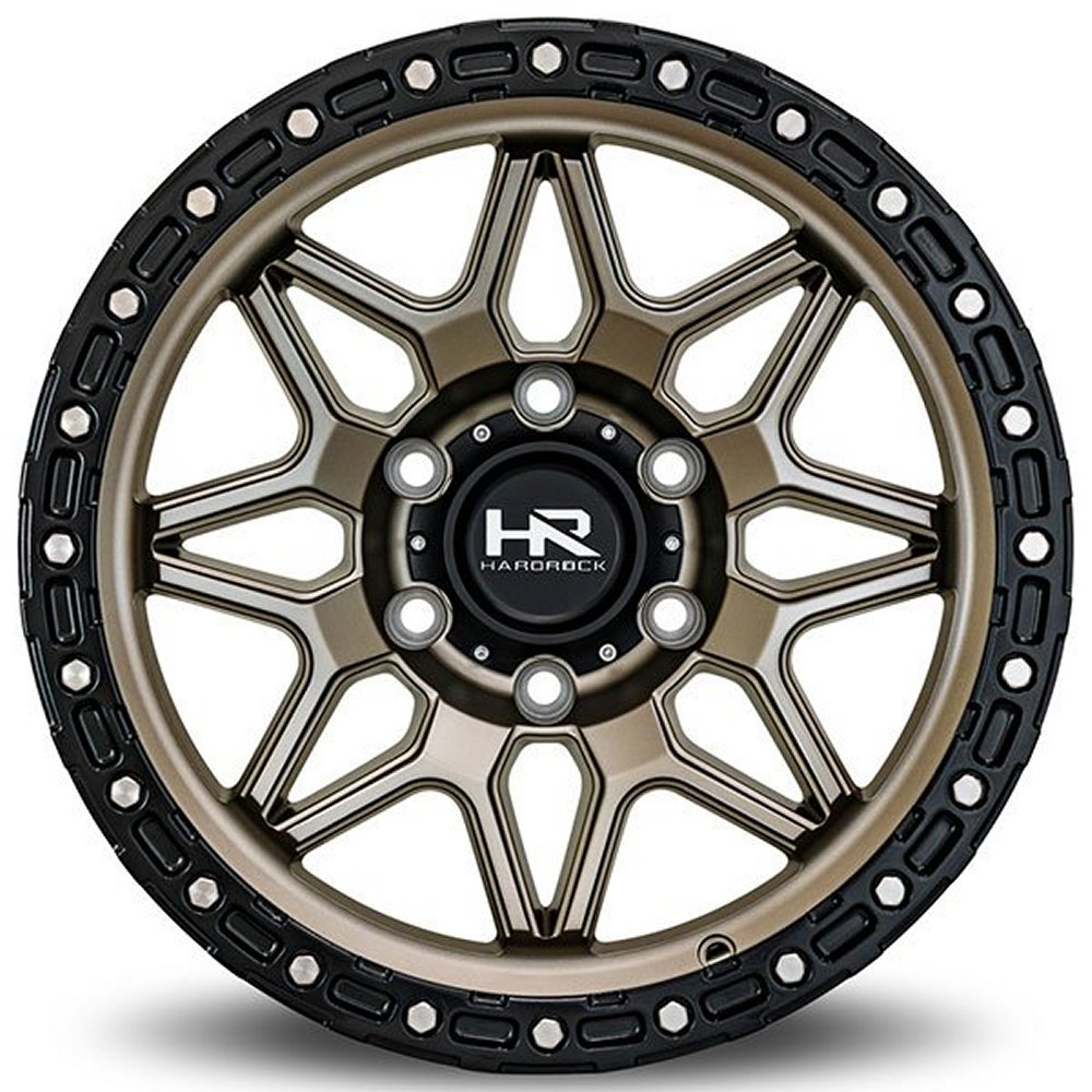 17x9 Hardrock Off-Road H105 Matte Bronze w/ Matte Black Lip Ring 6x5.5/139.7 1mm - Flex Offroad