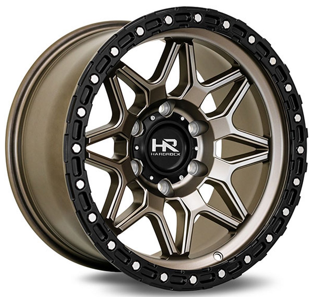 17x9 Hardrock Off-Road H105 Matte Bronze w/ Matte Black Lip Ring 6x5.5/139.7 1mm - Flex Offroad