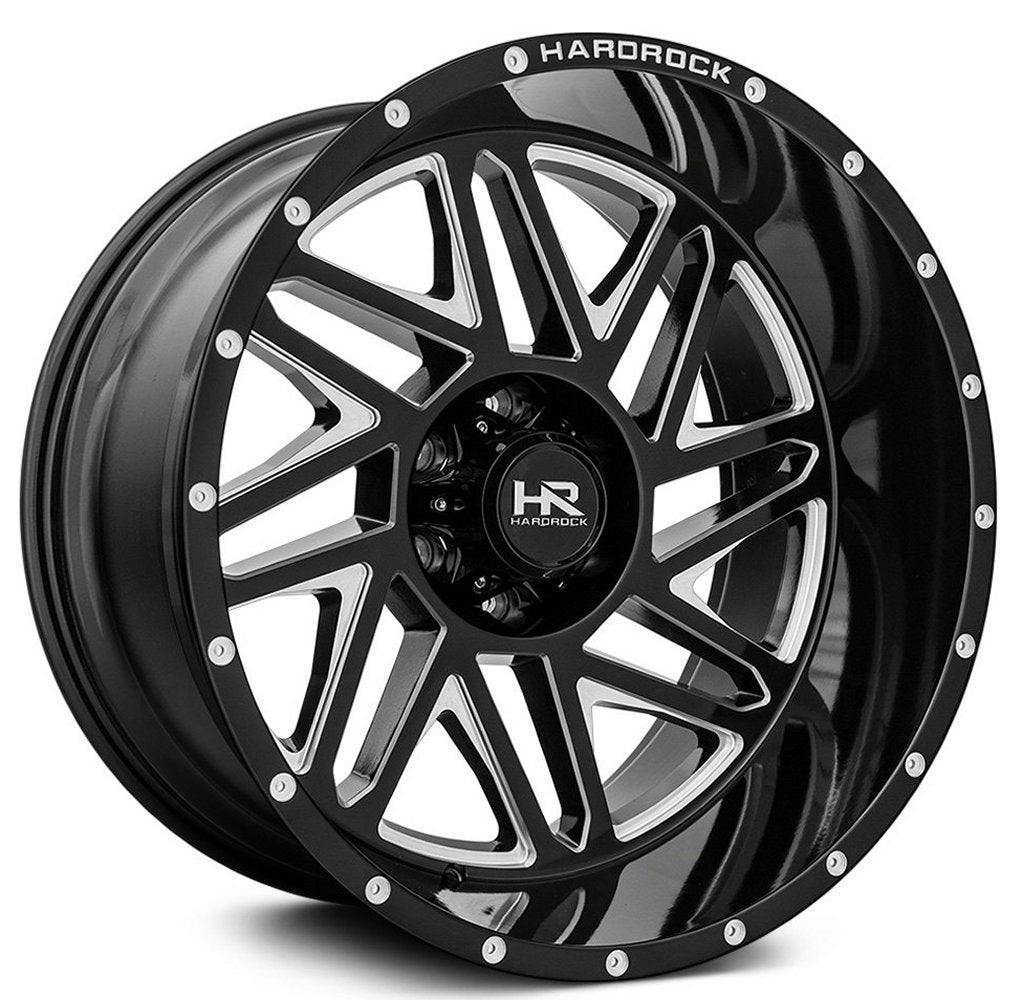 24x14 Hardrock Off-Road H501 Bones Xposed Gloss Black Milled (* May Require Trimming) 6x135 -76mm - Flex Offroad