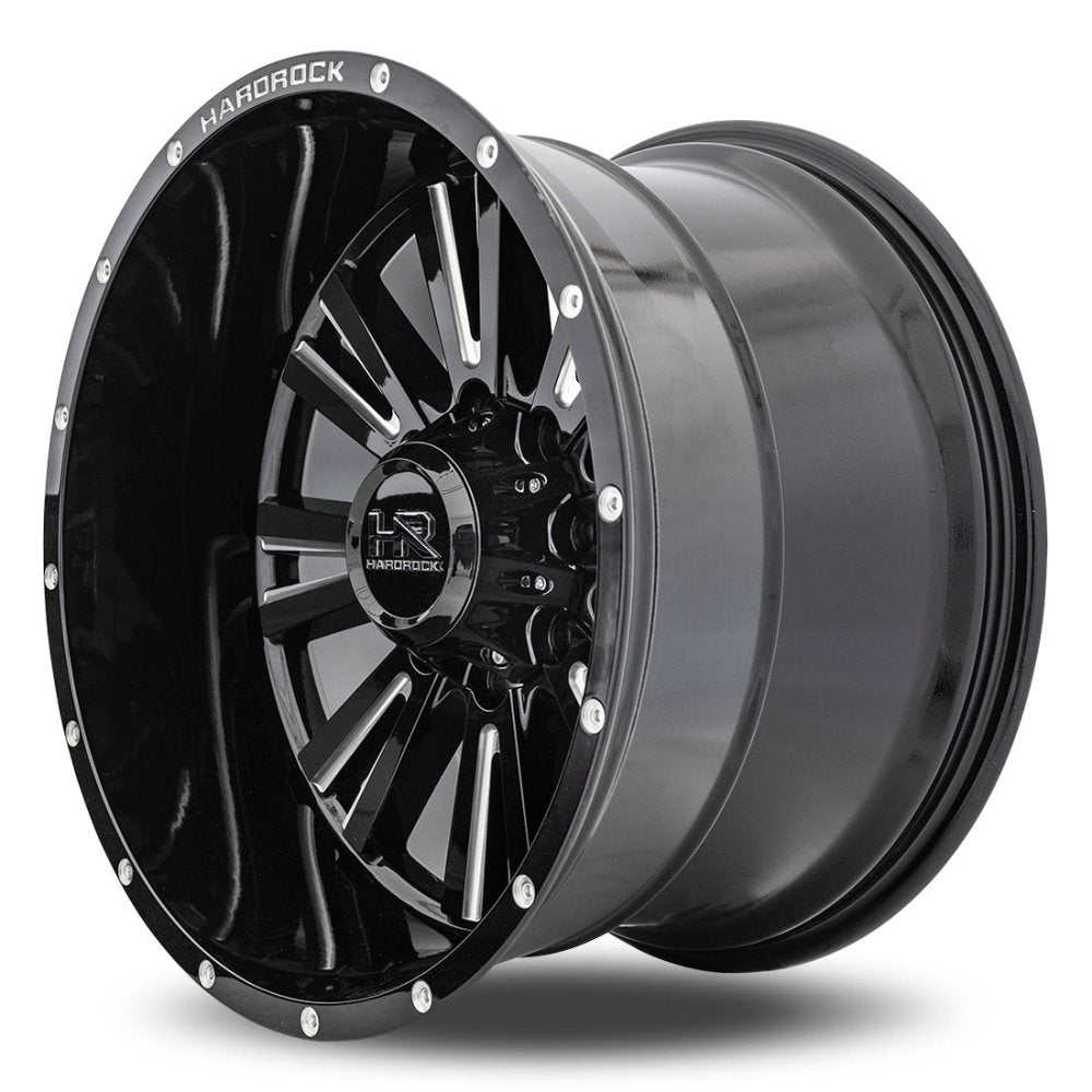 22x12 Hardrock Off-Road H503 Spine Xposed Gloss Black Milled (* May Require Trimming) 6x135 -44mm - Flex Offroad
