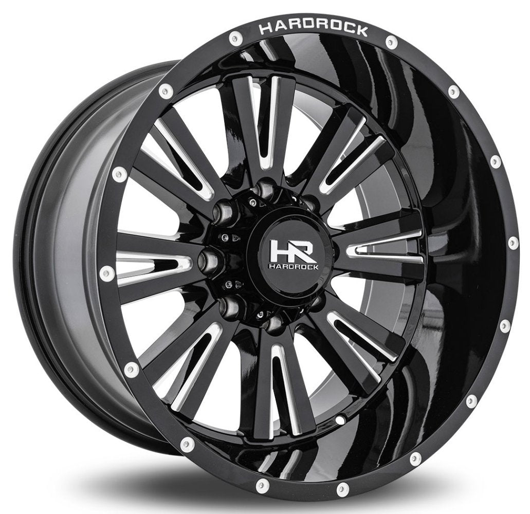 20x12 Hardrock Off-Road H503 Spine Xposed Gloss Black Milled (* May Require Trimming) 6x135 -44mm - Flex Offroad