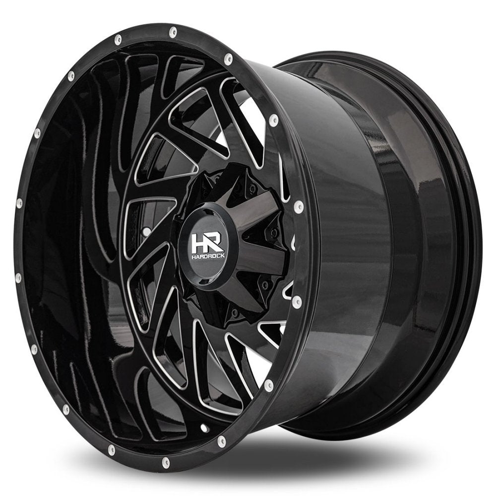 20x9 Hardrock Off-Road H704 Crusher Gloss Black Milled 5x150 5x5.5/139.7 0mm - Flex Offroad