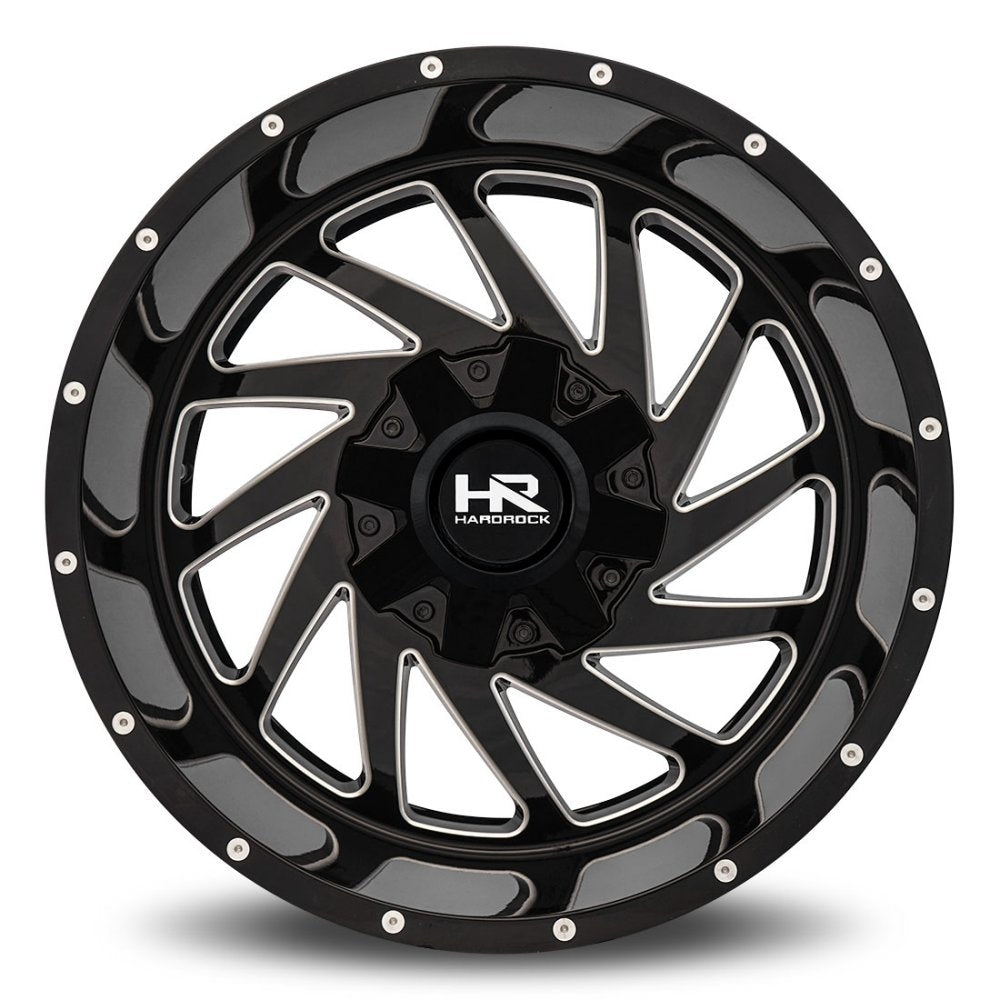 20x9 Hardrock Off-Road H704 Crusher Gloss Black Milled 5x150 5x5.5/139.7 0mm - Flex Offroad