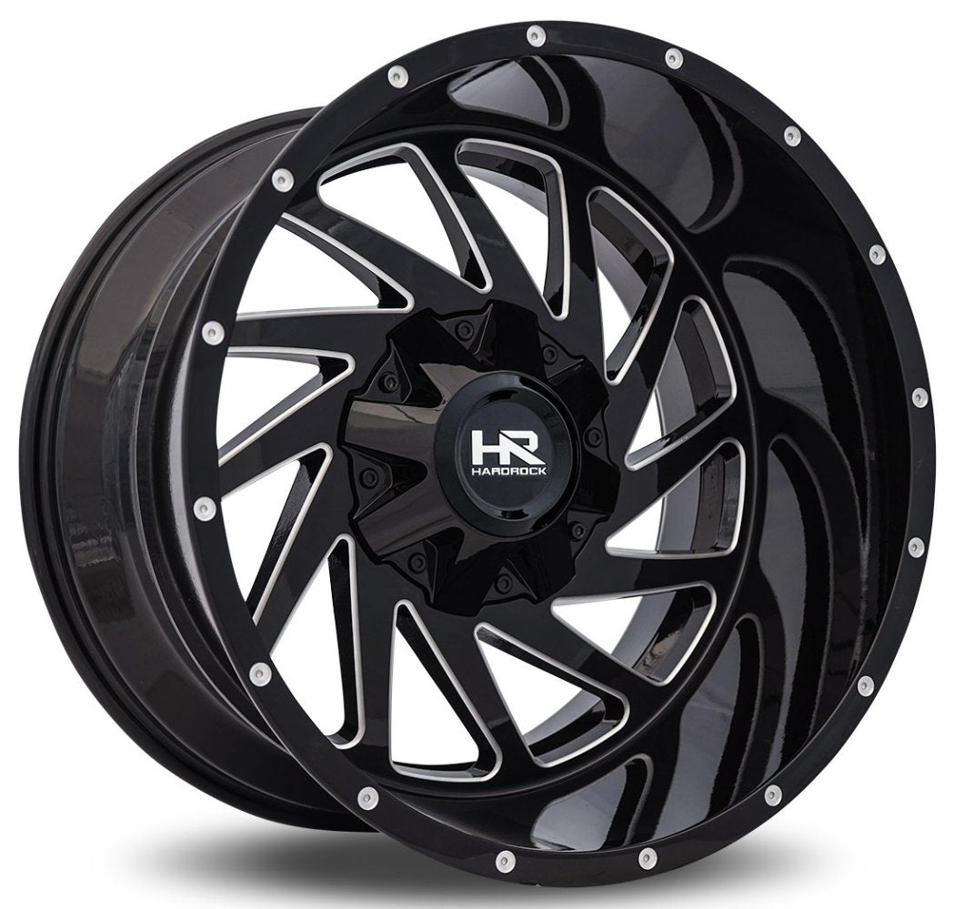 20x9 Hardrock Off-Road H704 Crusher Gloss Black Milled 5x150 5x5.5/139.7 0mm - Flex Offroad