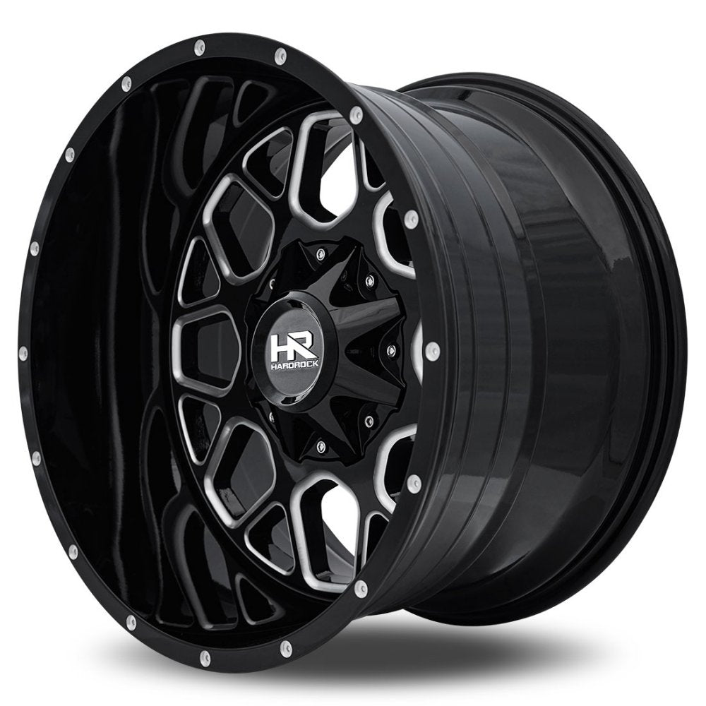 20x12 Hardrock Off-Road H705 Gunner Gloss Black Milled (* May Require Trimming) 6x135 6x5.5/139.7 -44mm - Flex Offroad