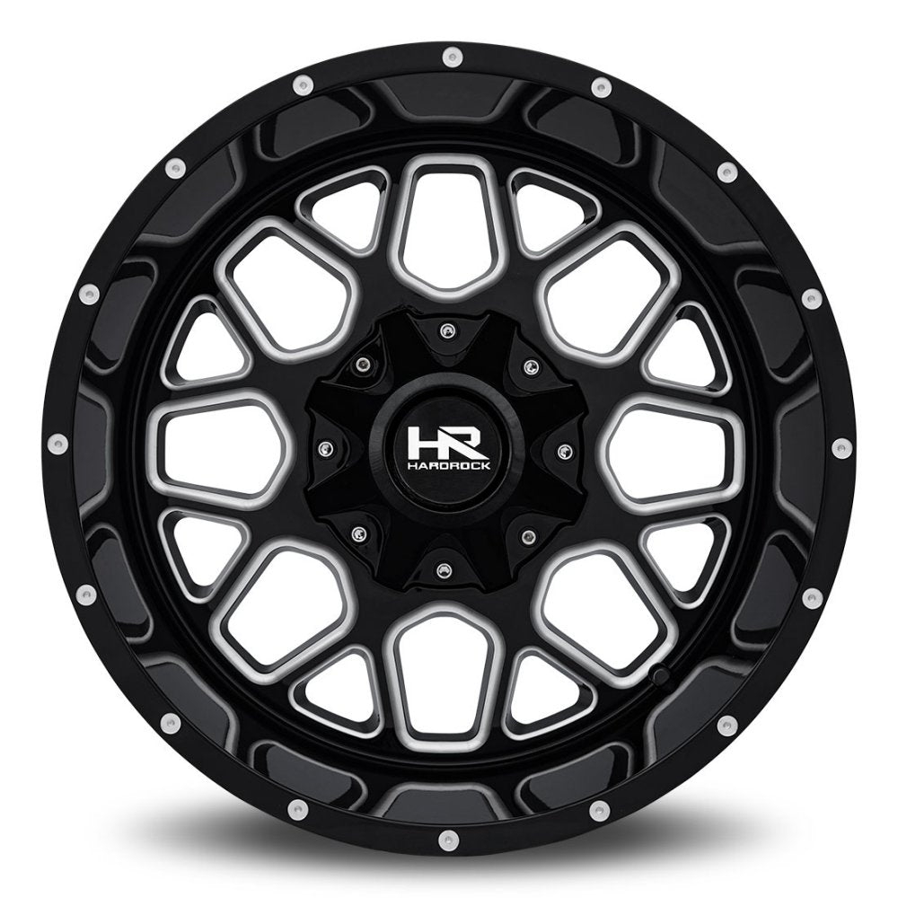 20x12 Hardrock Off-Road H705 Gunner Gloss Black Milled (* May Require Trimming) 6x135 6x5.5/139.7 -44mm - Flex Offroad