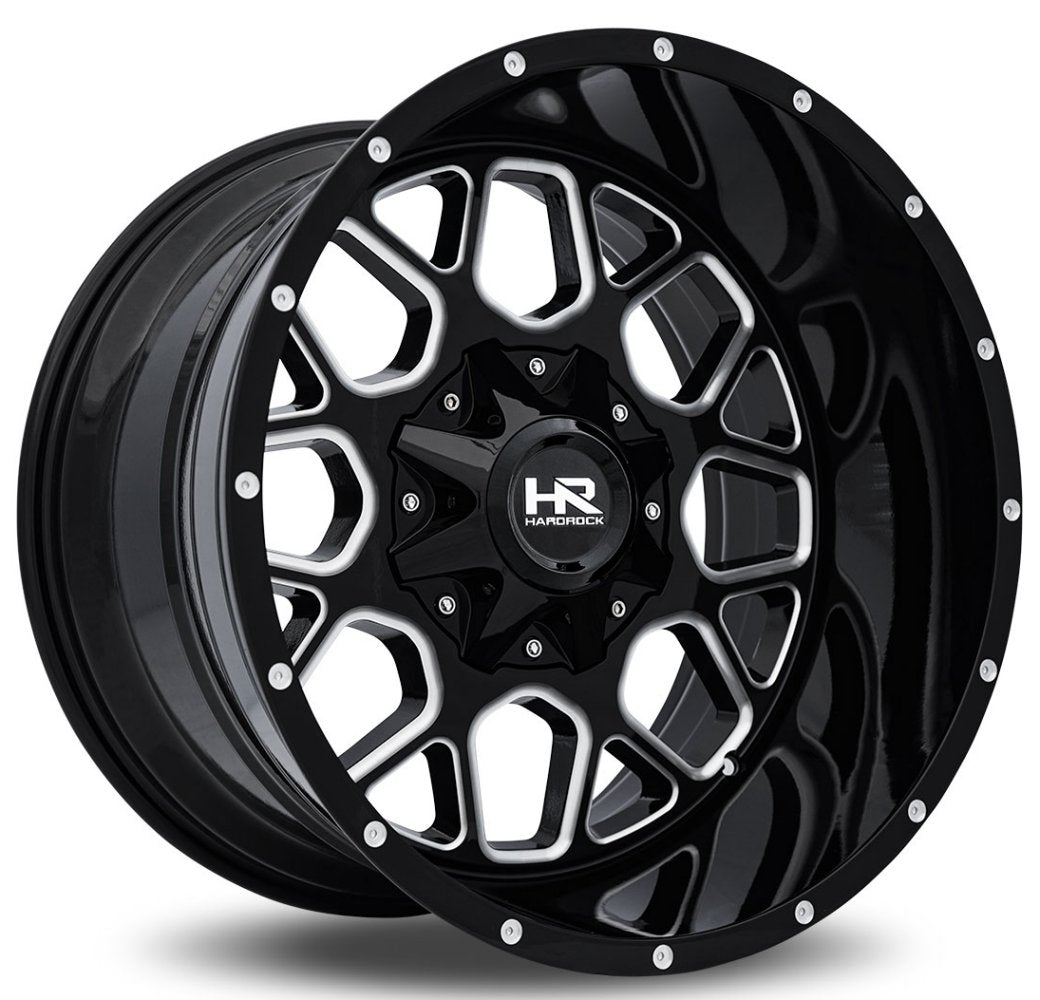20x12 Hardrock Off-Road H705 Gunner Gloss Black Milled (* May Require Trimming) 6x135 6x5.5/139.7 -44mm - Flex Offroad