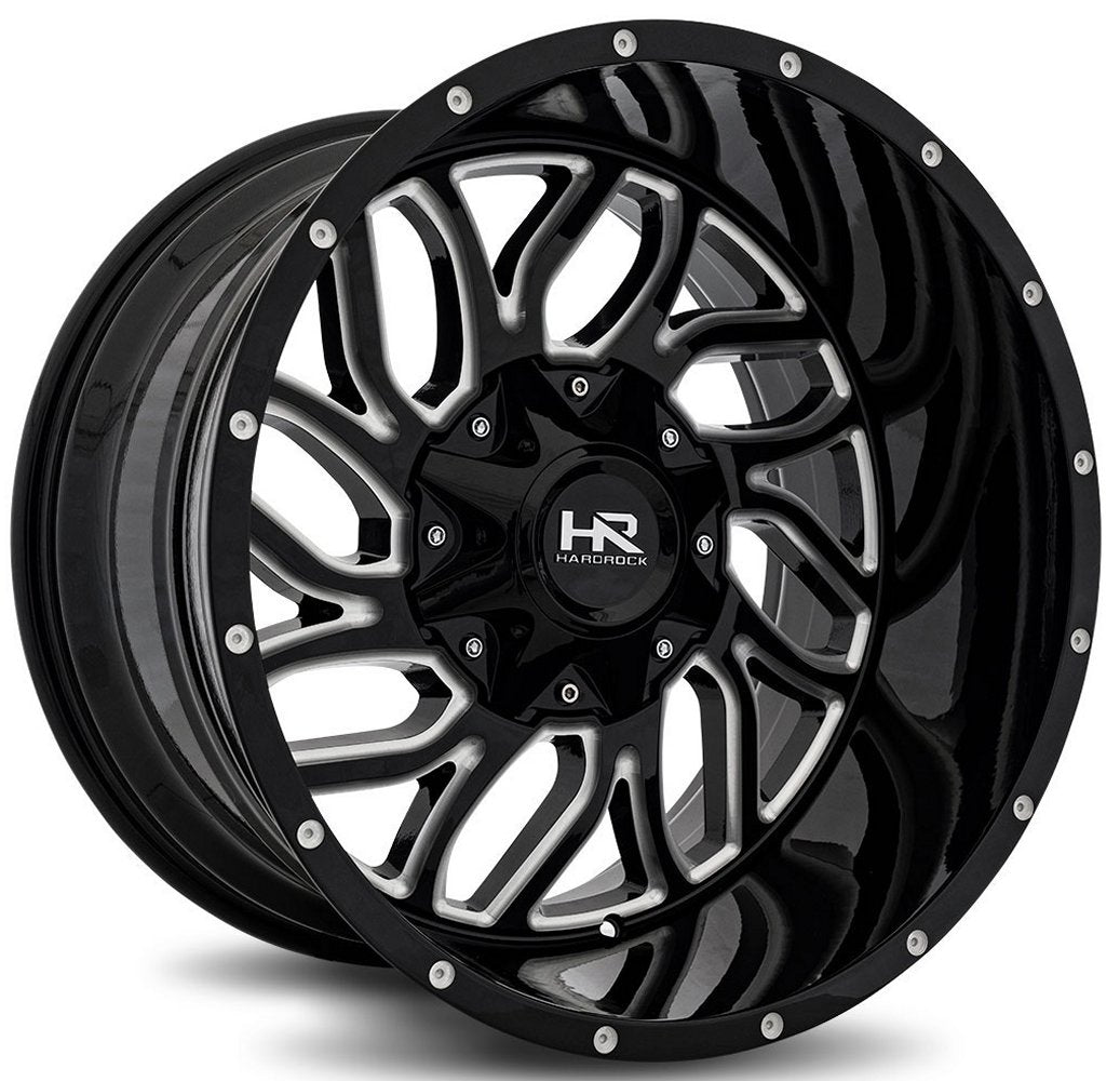 22x10 Hardrock Off-Road H707 Destroyer Gloss Black Milled 8x6.5/165 -25mm - Flex Offroad