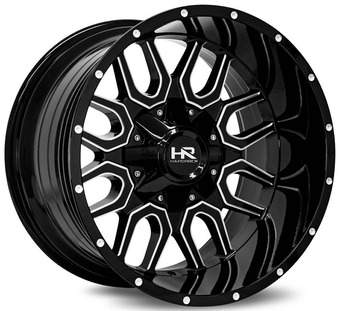 20x10 Hardrock Off-Road H709 Commander Gloss Black Milled 8x170 -19mm - Flex Offroad