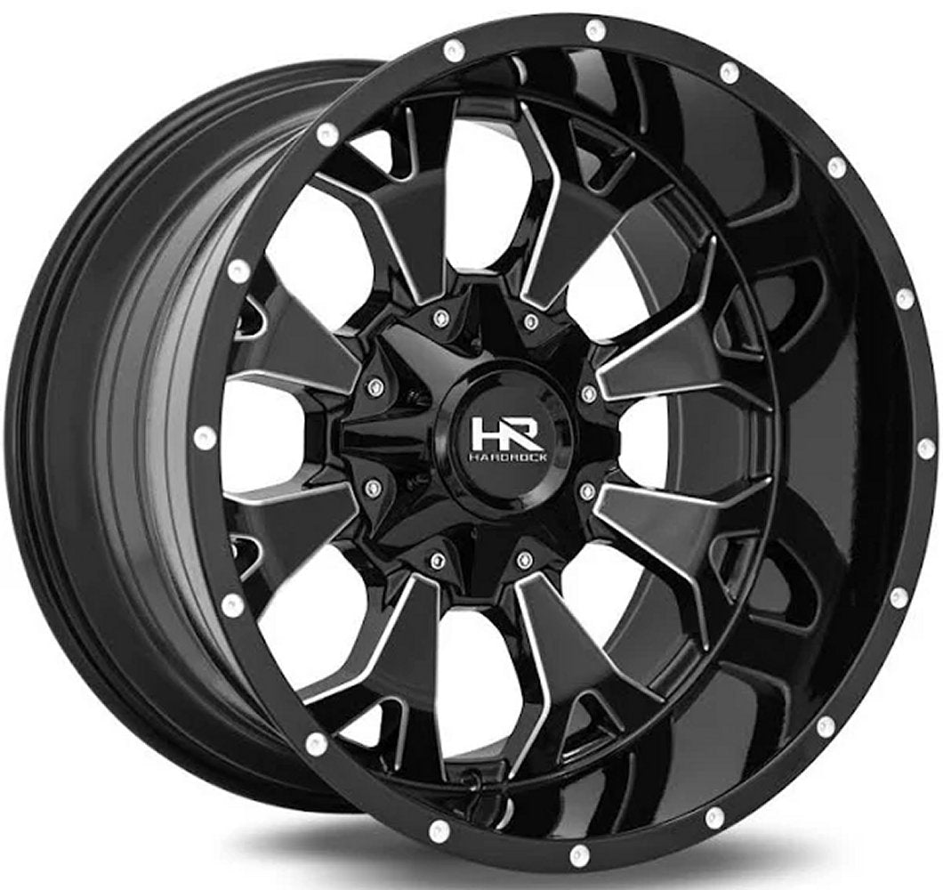 20x10 Hardrock Off-Road H711 Devastator Gloss Black Milled 8x170 -19mm - Flex Offroad