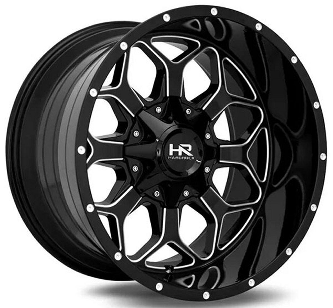 20x10 Hardrock Off-Road H712 Indestructible Gloss Black Milled 8x6.5/165 -19mm - Flex Offroad