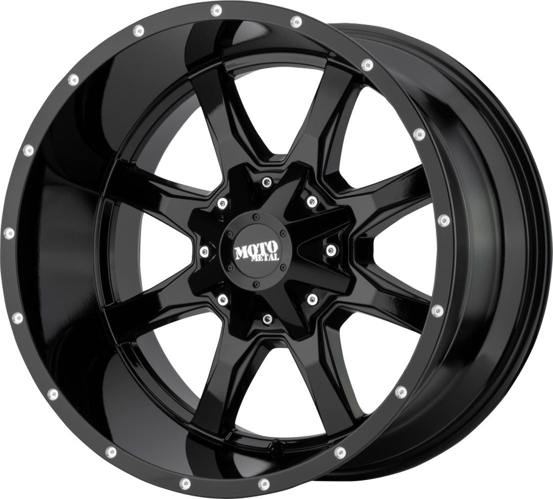 (Clearance - No Returns) 16x8 Moto Metal MO970 Gloss Black Milled Lip 6x135 6x5.5/139.7 0mm - Flex Offroad