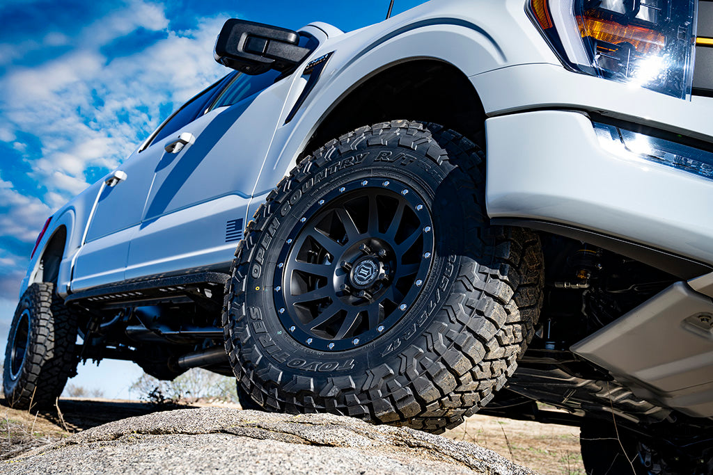 ICON 2021-2024 Ford F-150 Tremor, 2.5-3" Lift, Stage 2 Suspension System, Billet, w/ Leaf Packs k93162l
