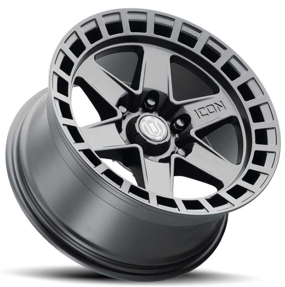 (Special Pricing) 17x8.5 ICON RAIDER Satin Black (6 Lug) 6x120 0mm - Flex Offroad