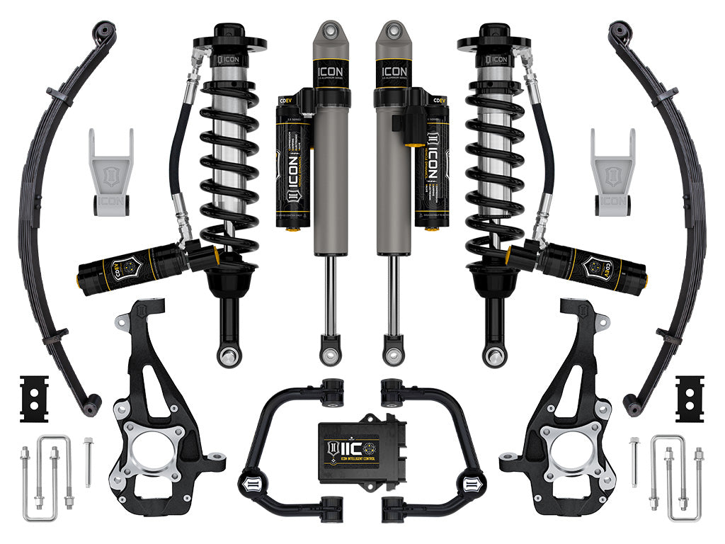 ICON 2021-2024 Ford F-150 4WD, 3.5-4.5" Lift, Stage 5 Suspension System, Tubular, w/ Leaf Packs k93145tl