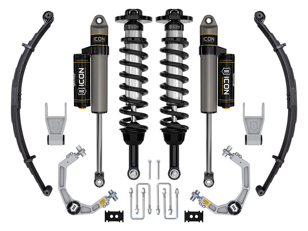 ICON 2021-2024 Ford F-150 Tremor, 2.5-3" Lift, Stage 2 Suspension System, Billet, w/ Leaf Packs k93162l