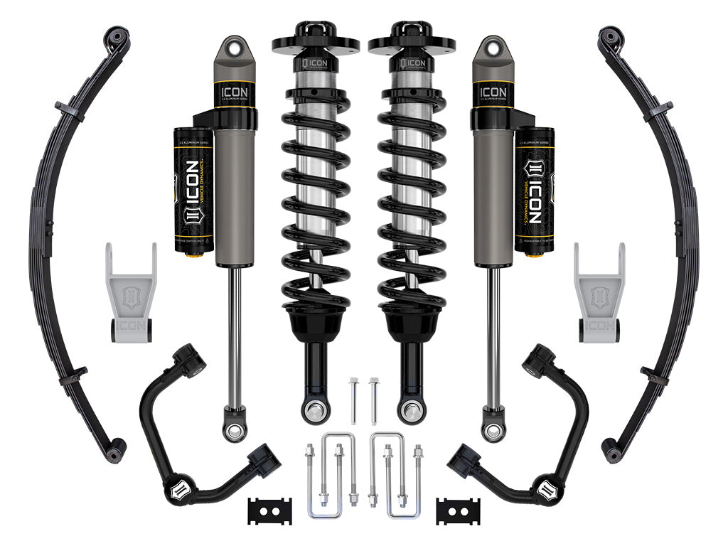 ICON 2021-2024 Ford F-150 Tremor, 2.5-3" Lift, Stage 2 Suspension System, Tubular, w/ Leaf Packs k93162tl