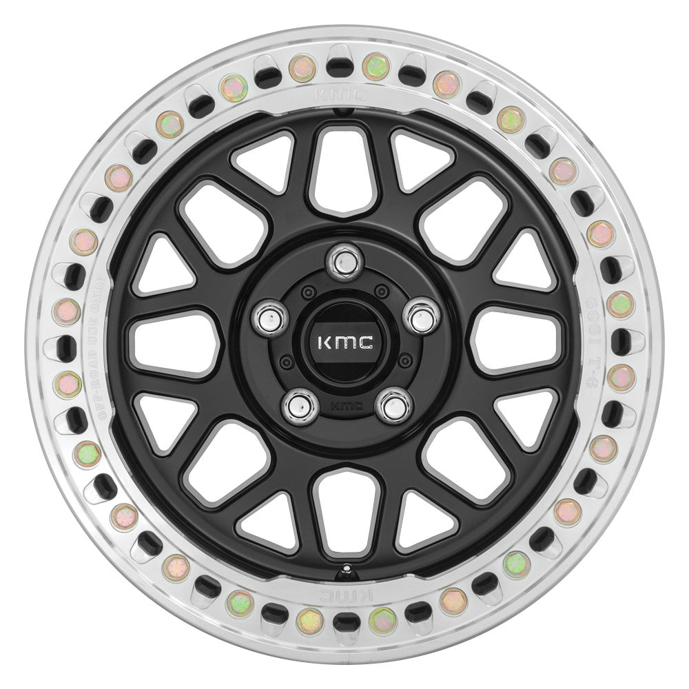 18x9 KMC KM235 Grenade Crawl Satin Black w/ Machined Ring (True Beadlock) 6x135 10mm - Flex Offroad