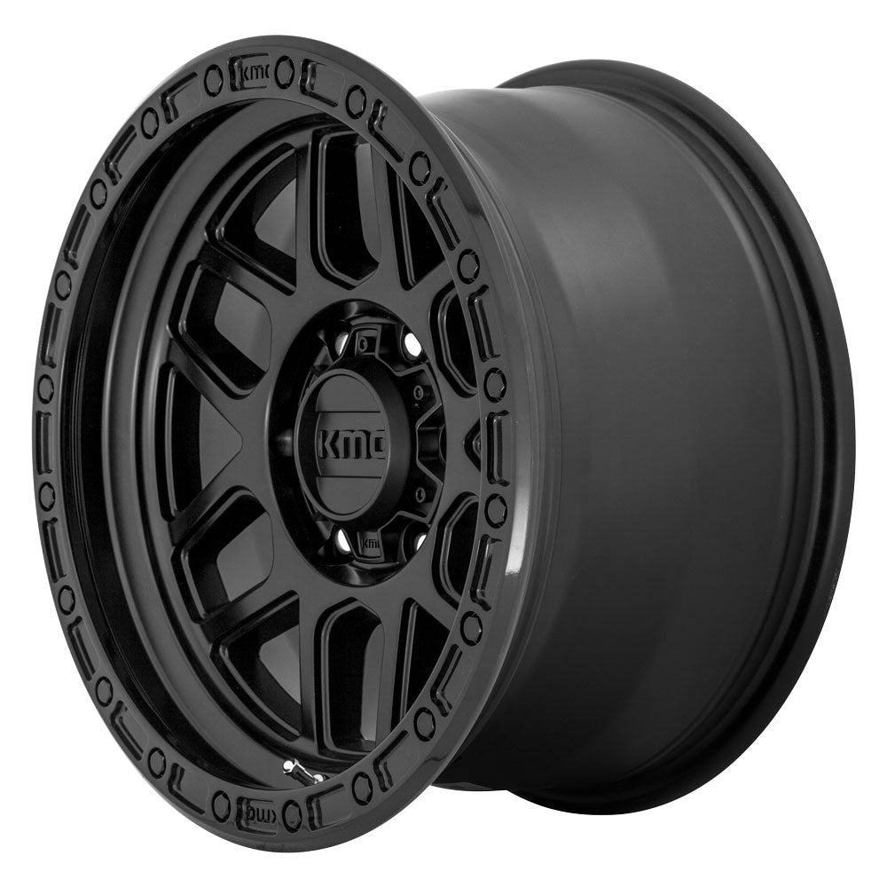 18x9 KMC KM544 Mesa Satin Black w/ Gloss Black Lip 5x150 25mm
