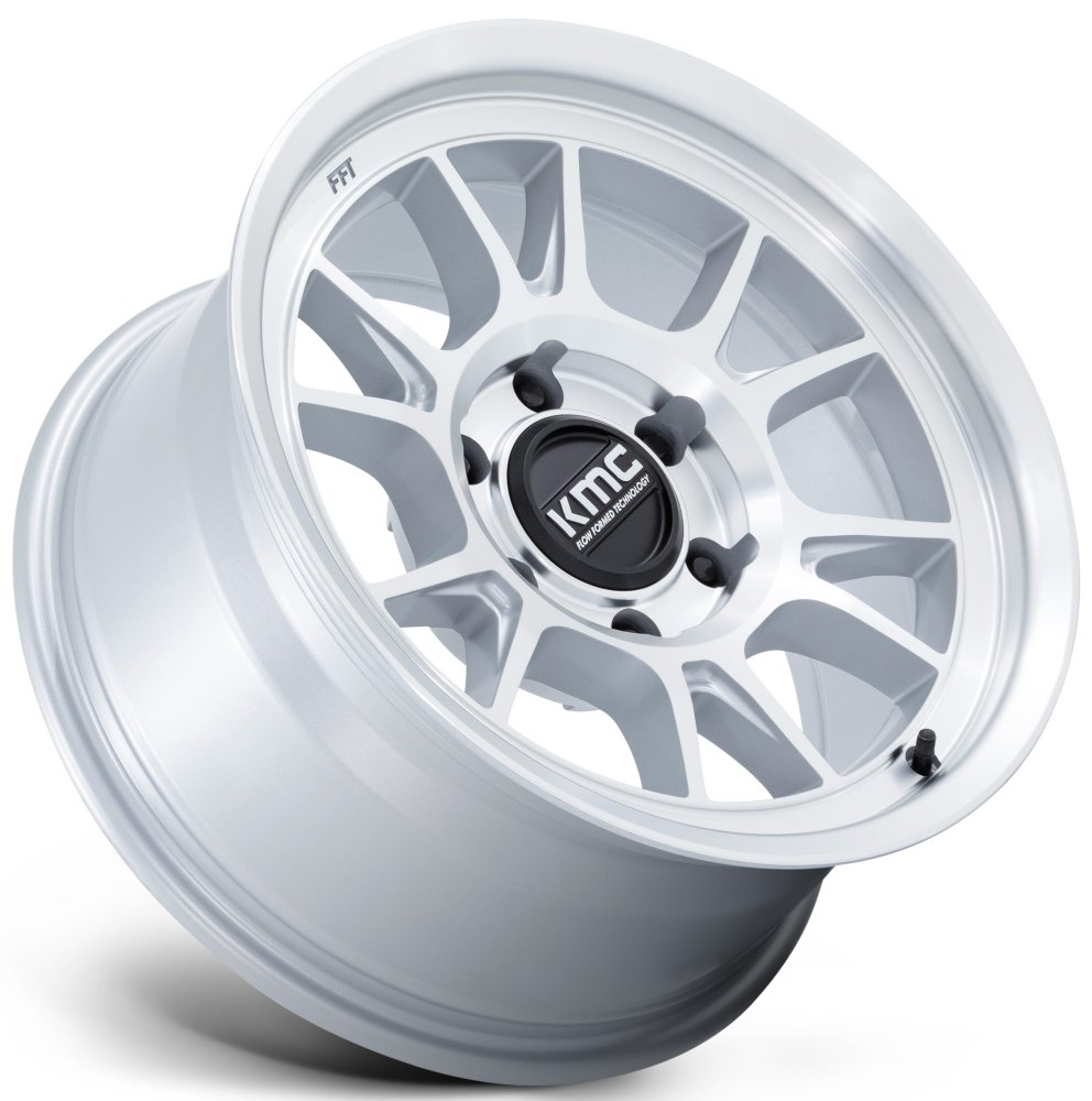 17x8.5 KMC KM729 Range Gloss Silver Machined 5x5/127 -10mm - Flex Offroad