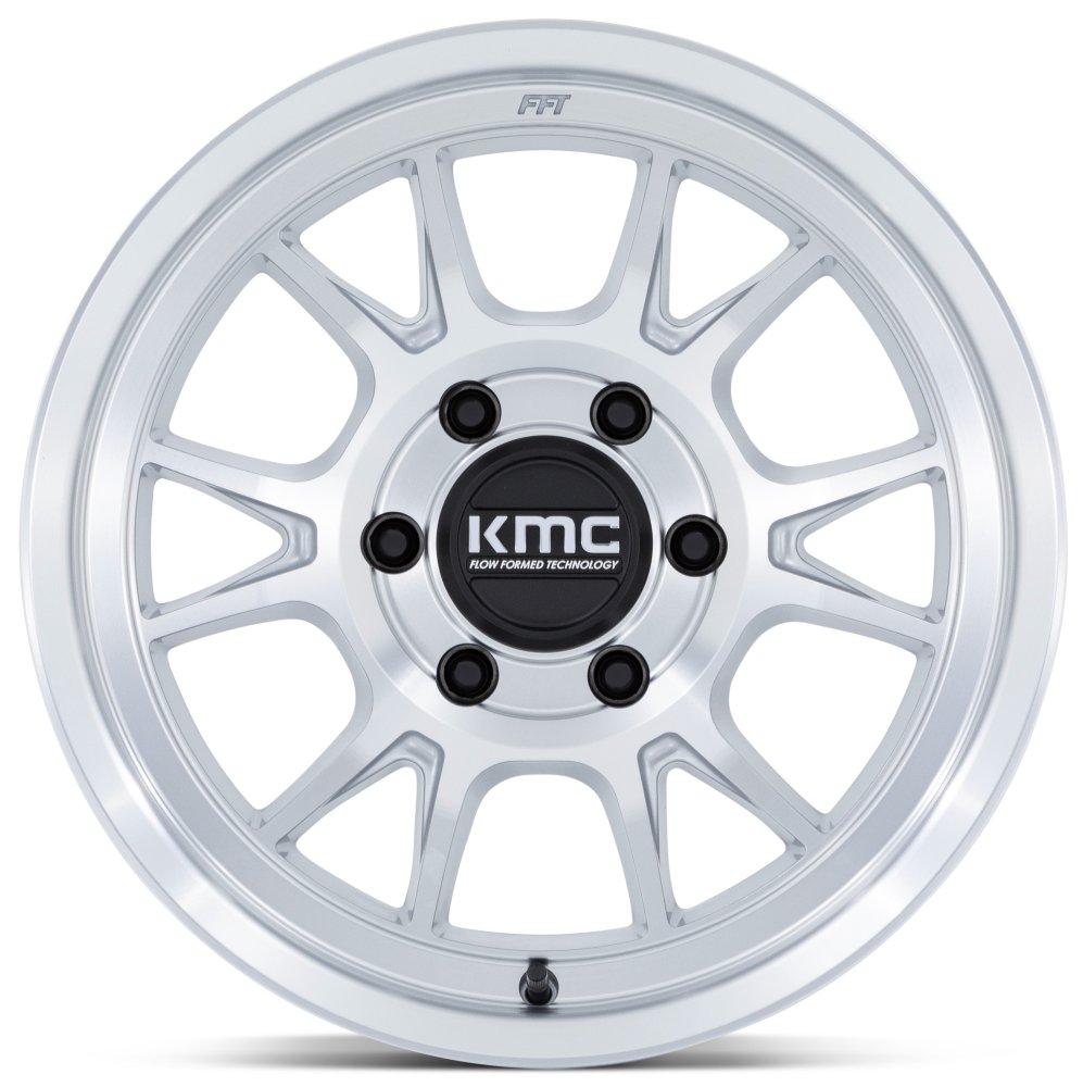 17x8.5 KMC KM729 Range Gloss Silver Machined 5x5/127 -10mm - Flex Offroad