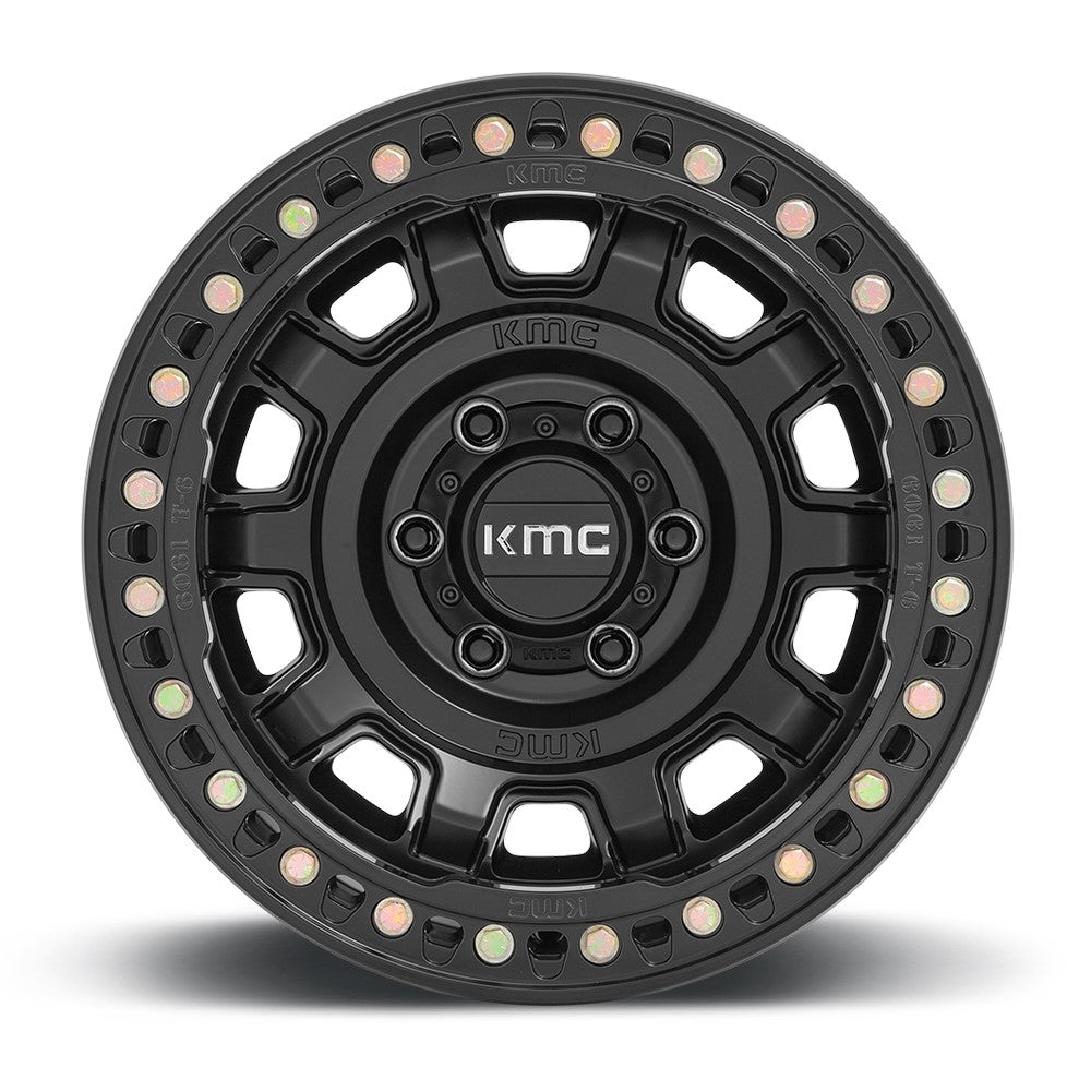 17x9 KMC KM236 Tank Beadlock Satin Black (True Beadlock) 6x5.5/139.7 -15mm