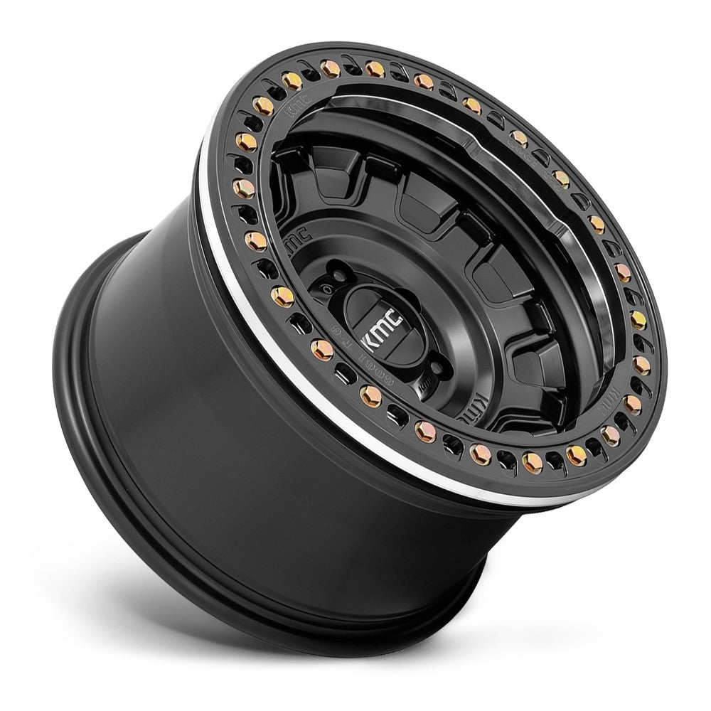 17x9 KMC KM236 Tank Beadlock Satin Black (True Beadlock) 6x5.5/139.7 -15mm