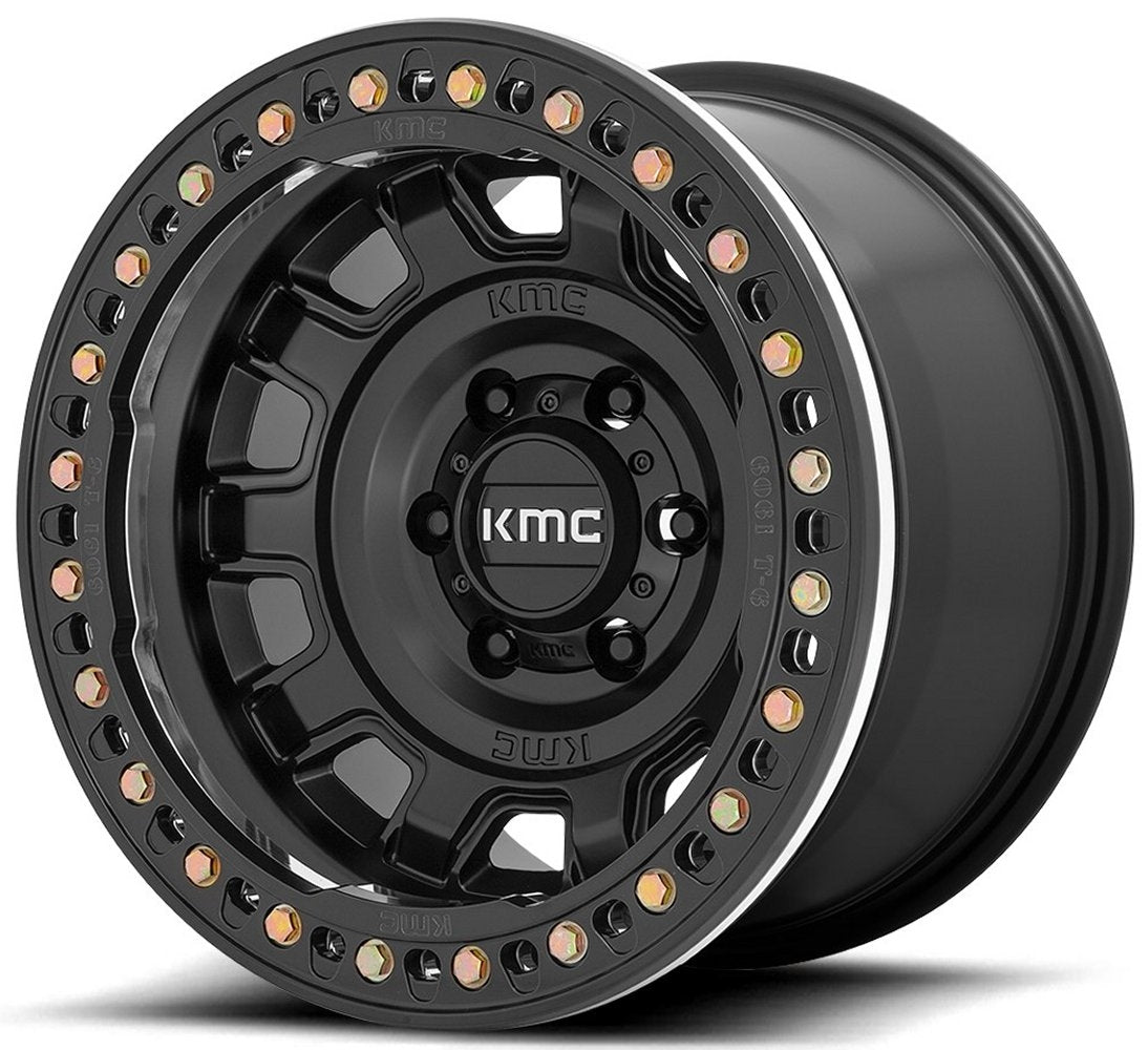 17x9 KMC KM236 Tank Beadlock Satin Black (True Beadlock) 6x5.5/139.7 -15mm