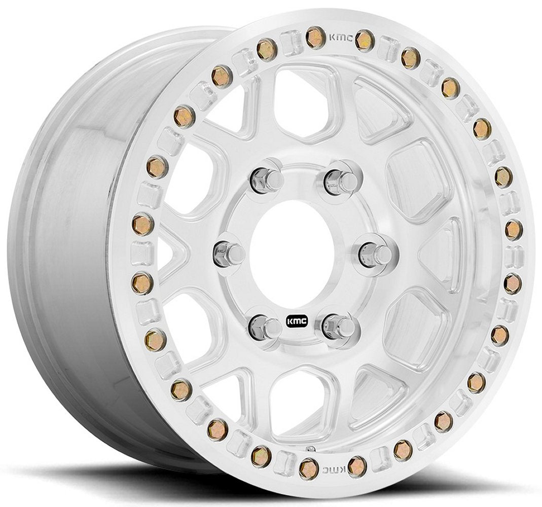 17x9 KMC KM444 Beadlock Raw Machined 6x6.5/165 25mm