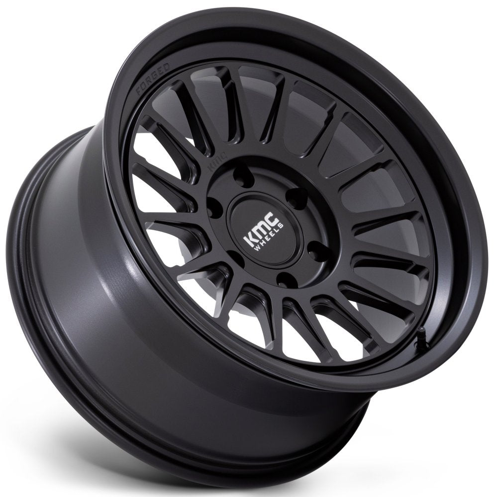 18X9 KMC KM447 Impact Forged Monoblock Satin Black 6x5.5/139.7 18mm - Flex Offroad