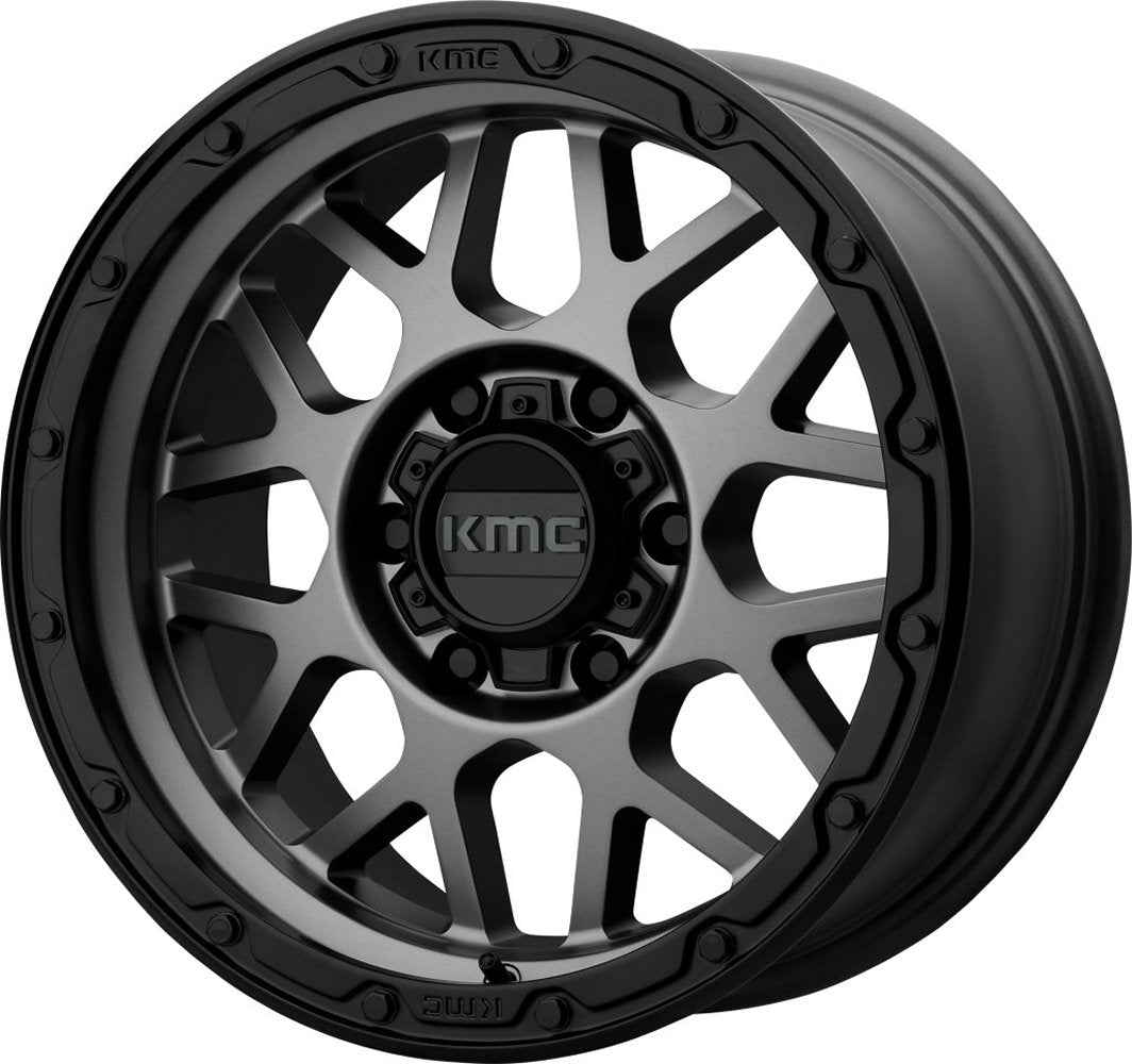 (Clearance - No Returns) 20x9 KMC KM535 Grenade Matte Grey w/ Black Lip 5x5/127 18mm - Flex Offroad