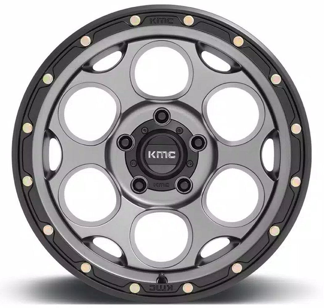 17x9 KMC KM541 Dirty Harry Satin Gray w/ Black Lip 6x5.5/139.7 -12mm - Flex Offroad