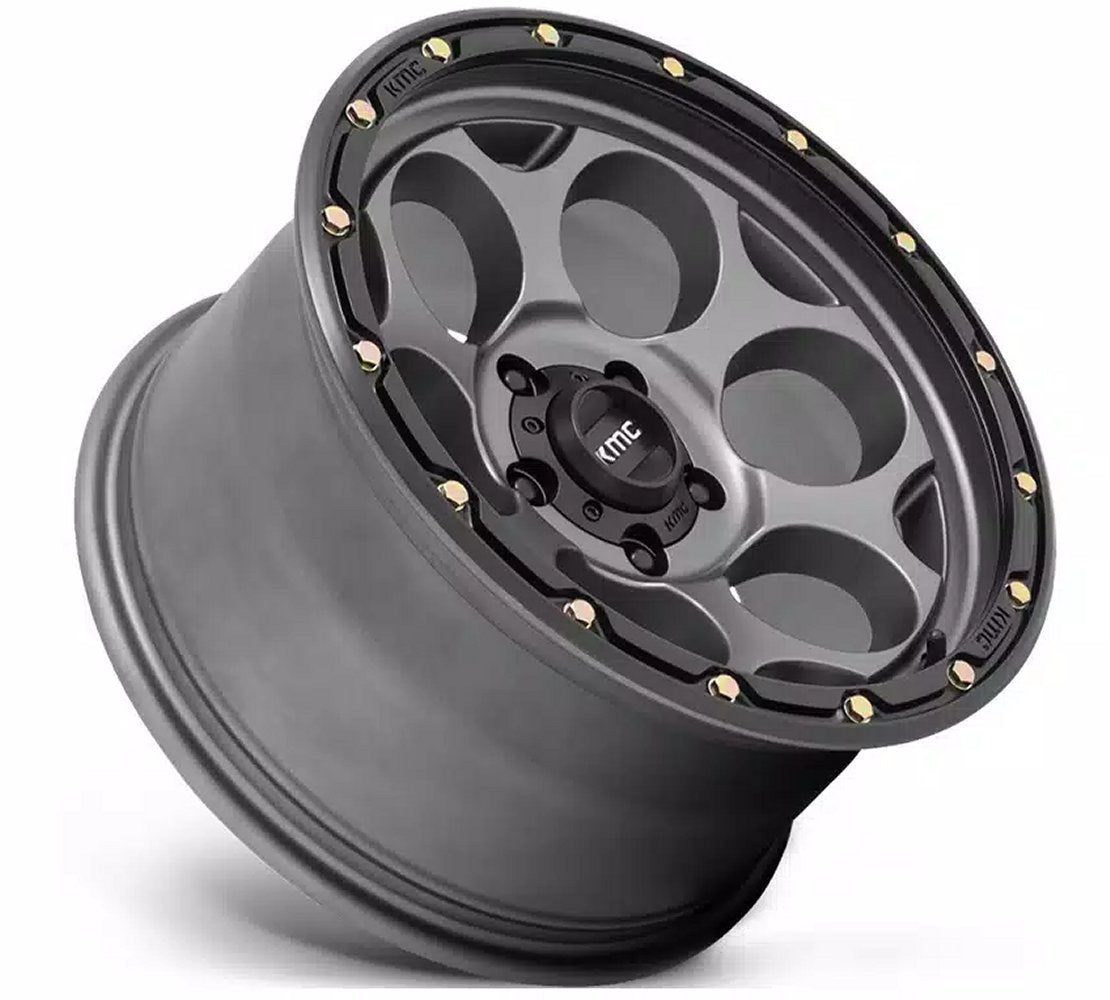 17x9 KMC KM541 Dirty Harry Satin Gray w/ Black Lip 6x5.5/139.7 -12mm - Flex Offroad